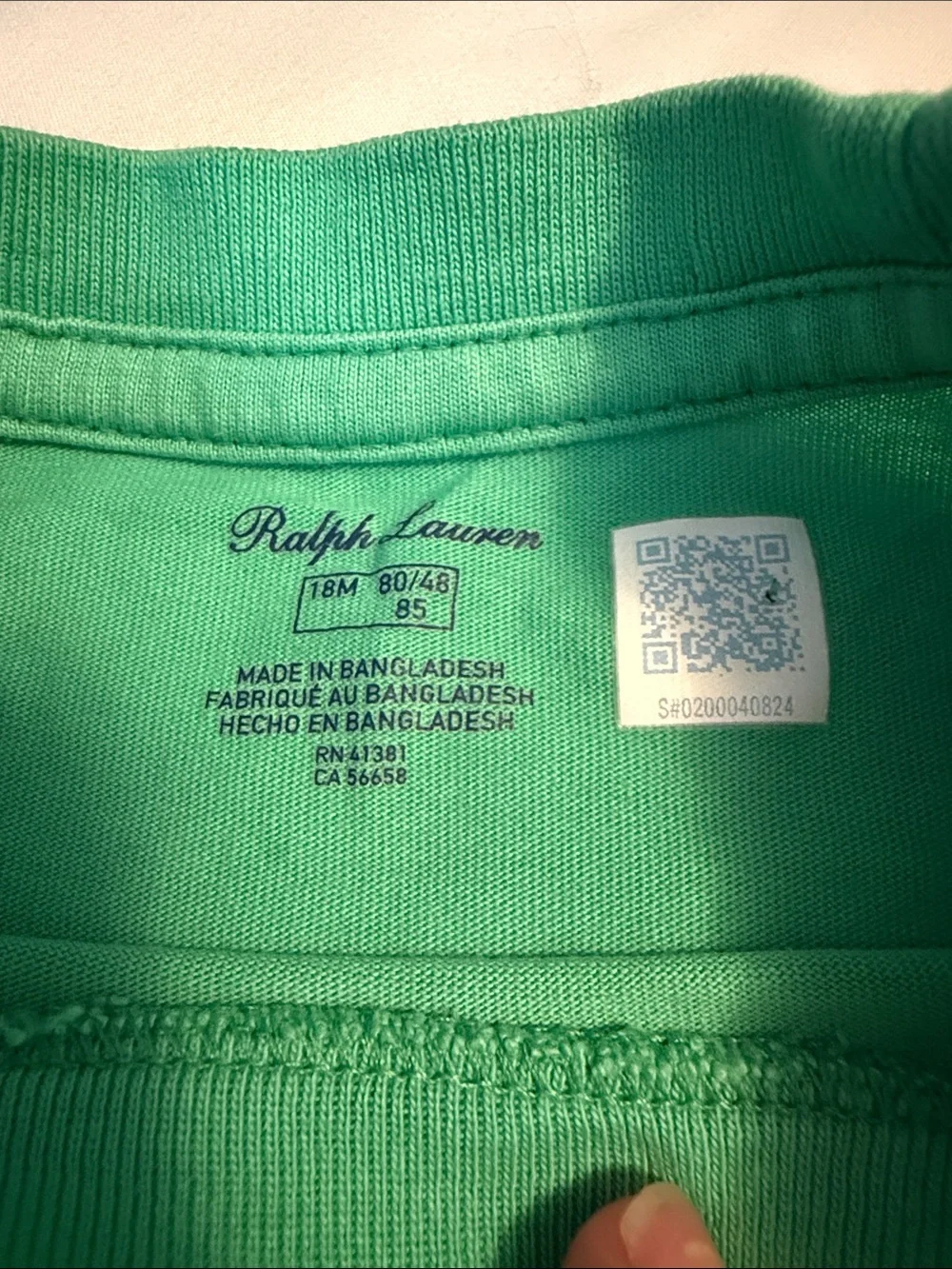 Ralph Lauren Green Short-Sleeve Tee with Pink Polo Pony